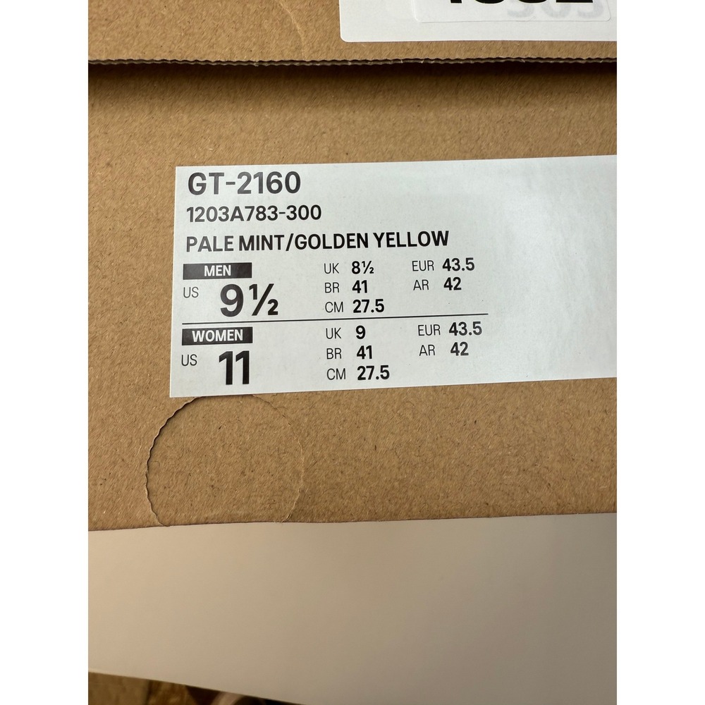 ASICS GT 2160 Pale Mint Golden‎ Yellow Running Sneakers Mens 9.5 Womens 11 New - Picture 8 of 9